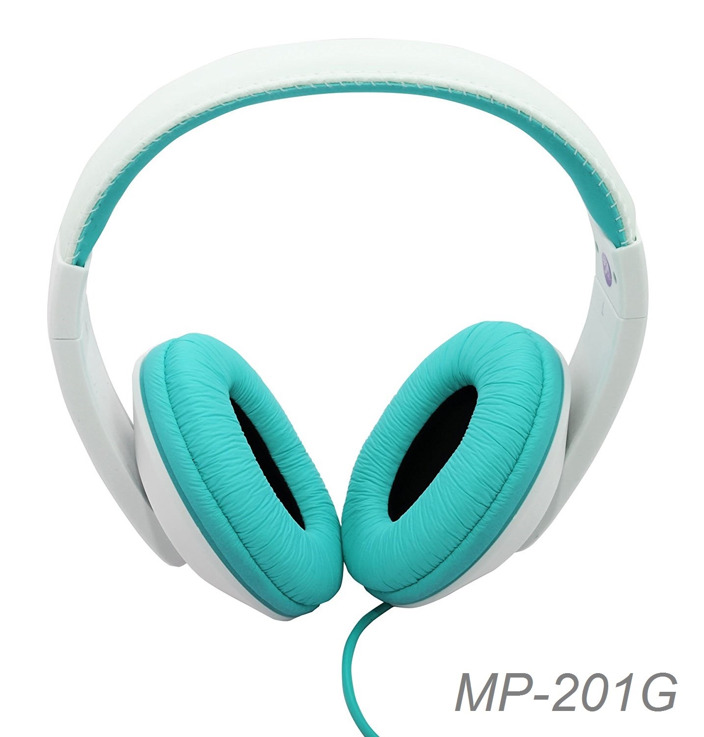 Binaural Design Headset with 40mm Speaker, Over-Head/On-Ear, Teal/White