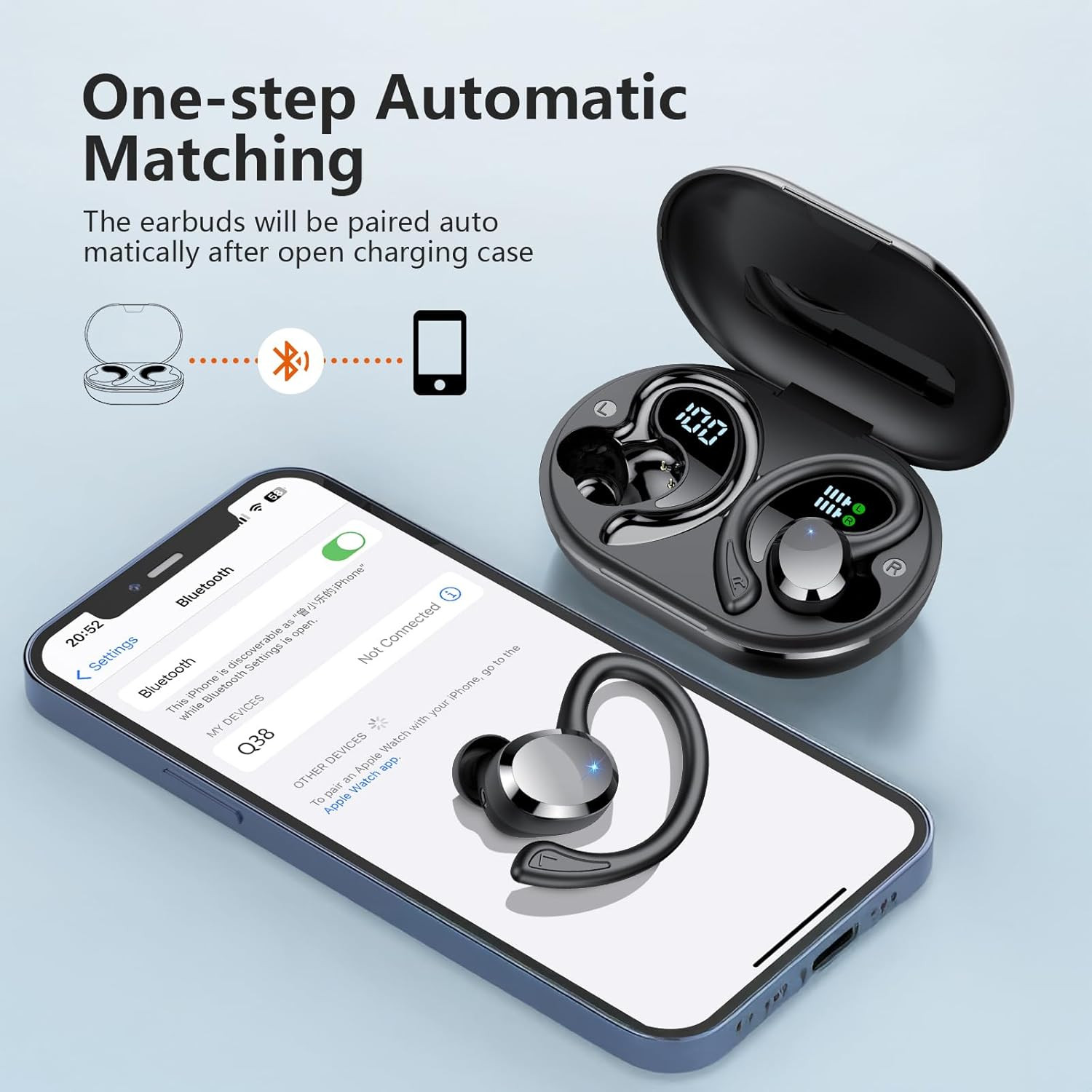 over Ear Earbuds with Hook, 2026 New Bluetooth 5.4 Sports Wireless Earbuds, 68Hr