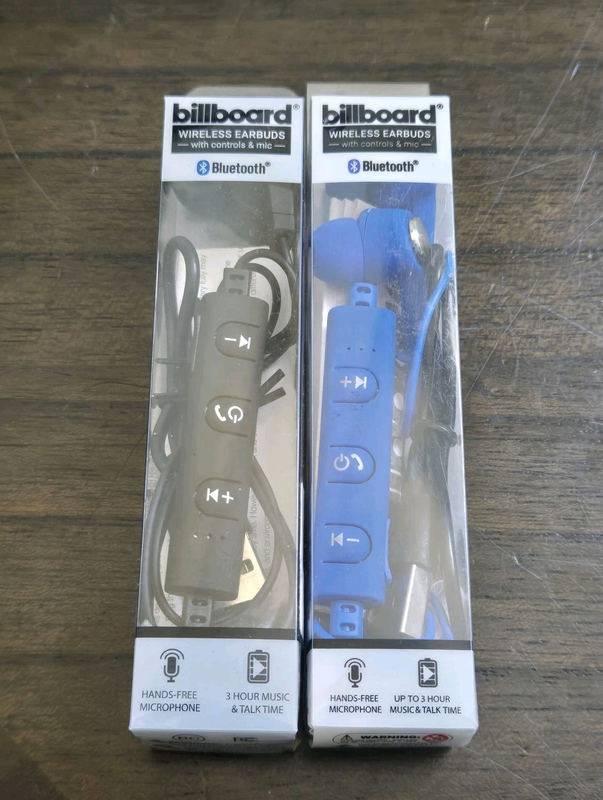 Billboard Bluetooth Wireless Earbuds with Controls & Mic 3 Hr. Play Blue & Black