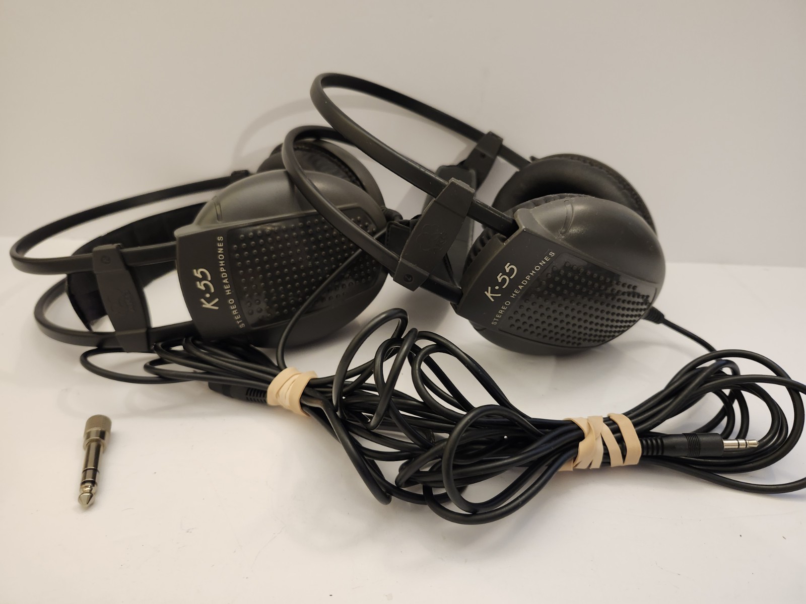 2x Vintage AKG K55 Stereo Headphones Tested Working Retro Over Ear Audio Lot