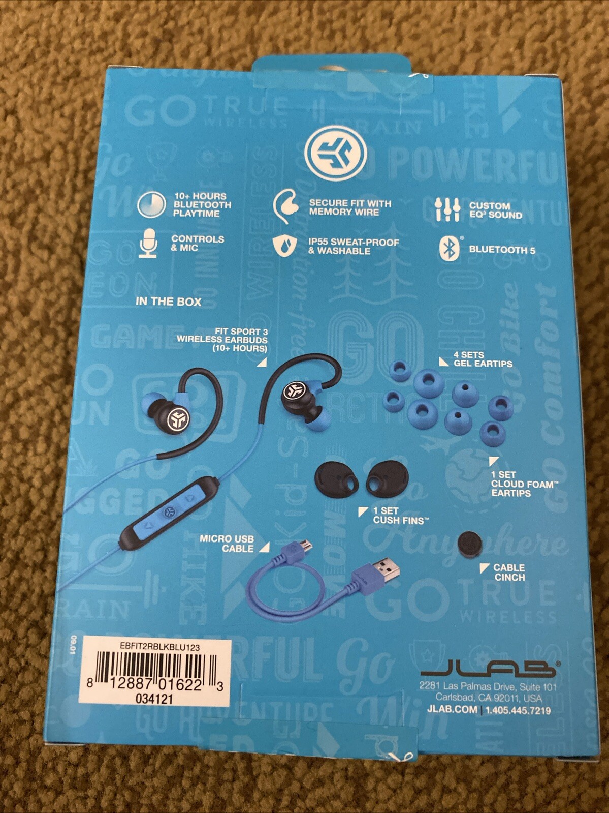JLab Fit Sport Wireless Fitness Earbuds Bluetooth Sweat Proof Free Shipping