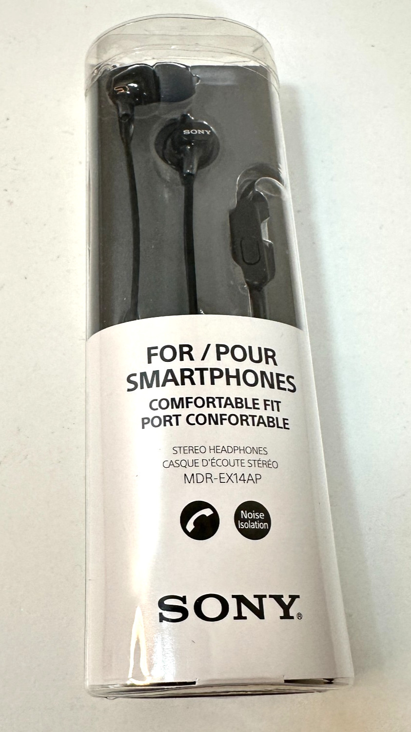 SONY MDR-EX14AP Stereo Earphones EarBuds Lightweight – Black Headphones NEW