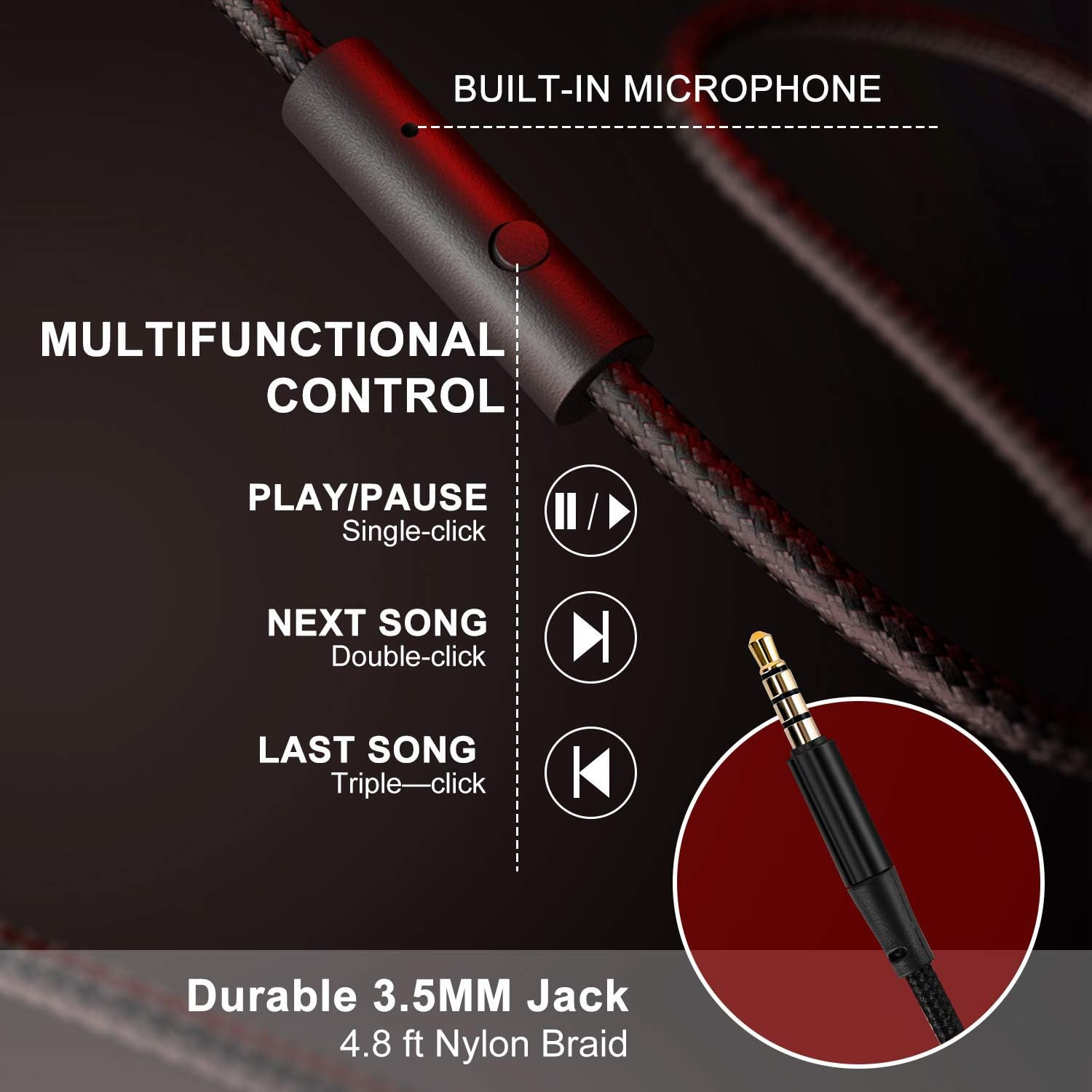 X6 Over-Ear Headphones with Microphone, Lightweight Foldable & Portable Stereo B