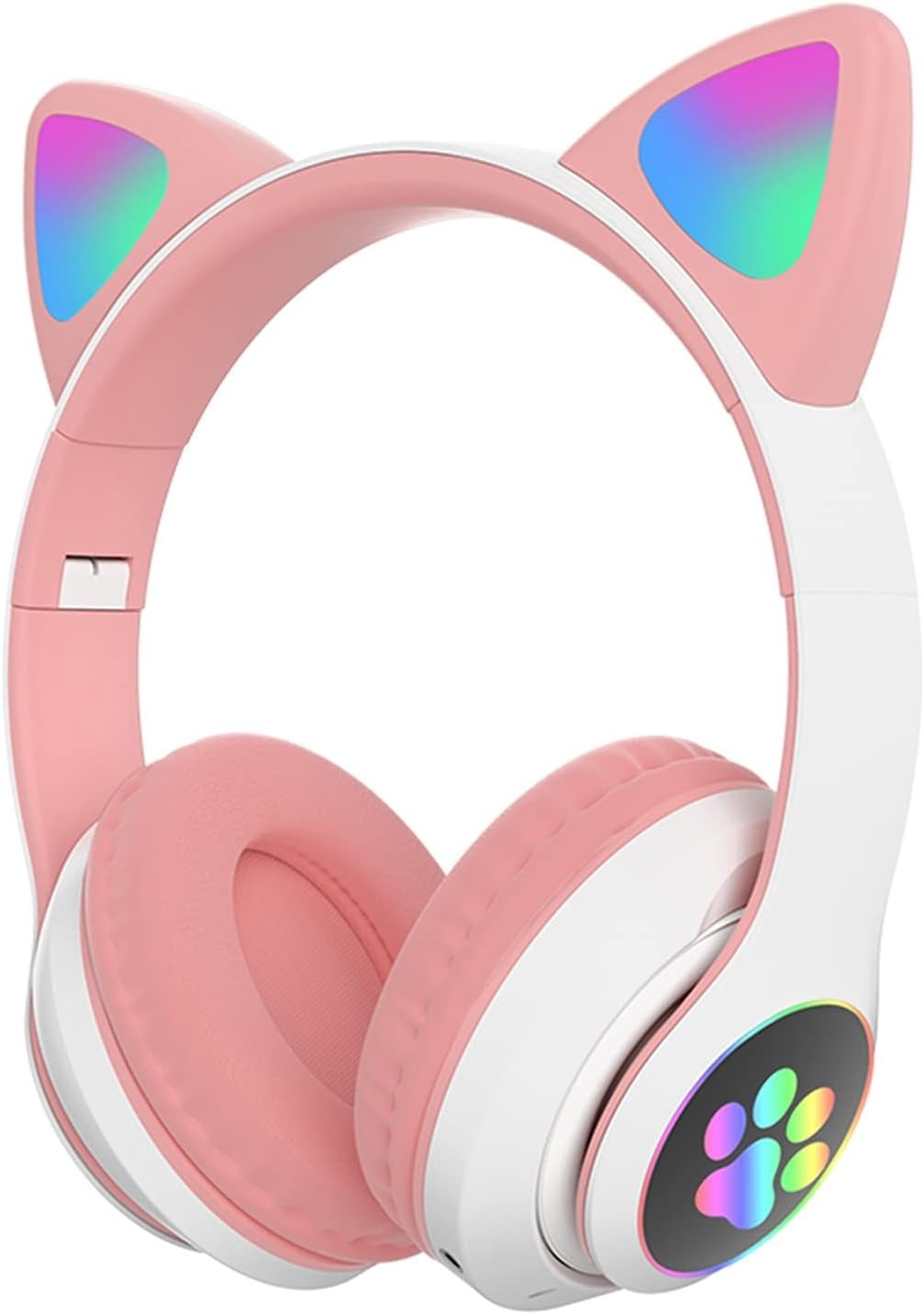 Kids Wireless Bluetooth Cat Ear Headphones LED Light Over Ear Headset