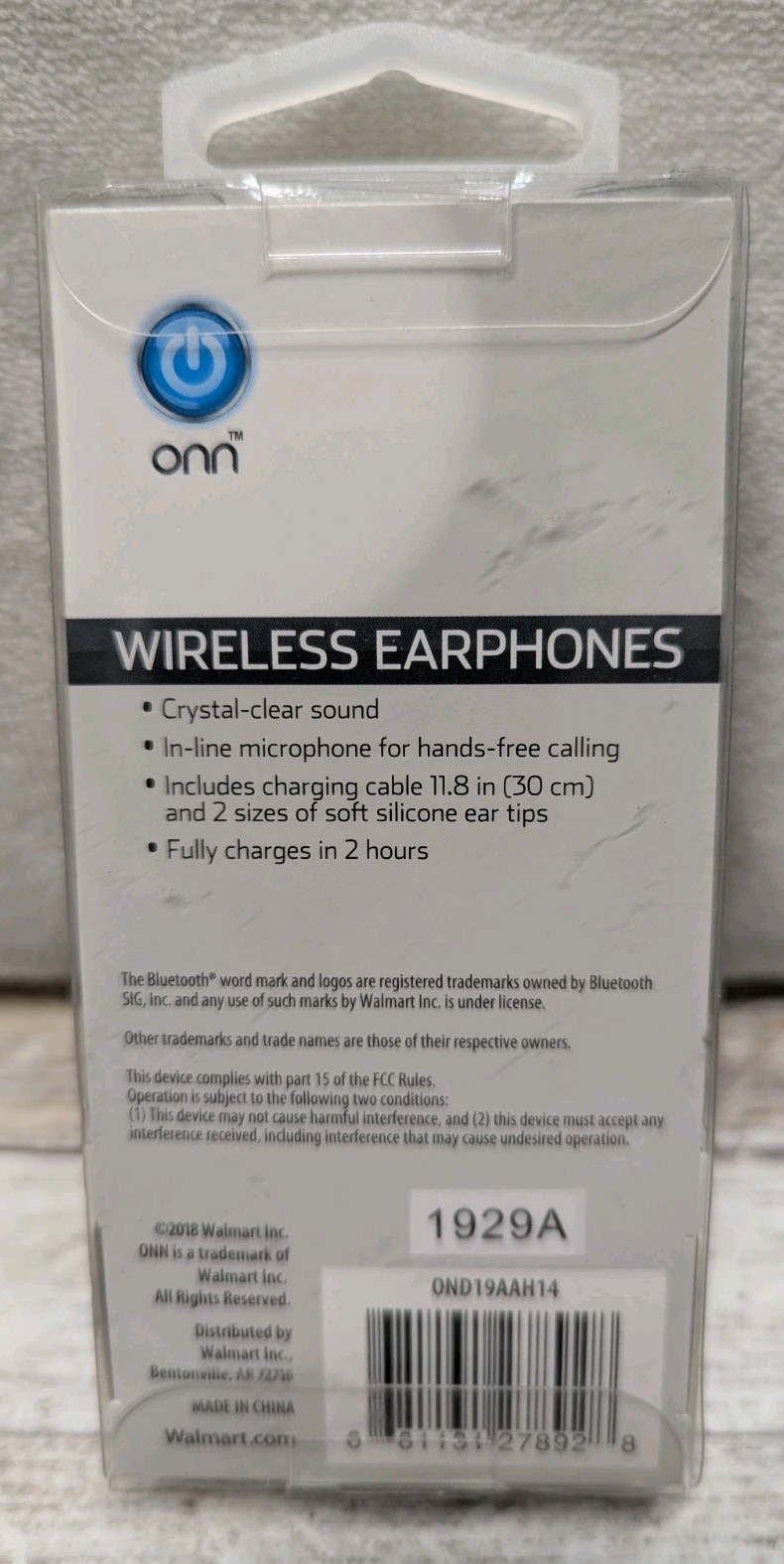 ONN Bluetooth In-Ear Headphones Black Wireless Earbuds Built-In Mic OND19aah14
