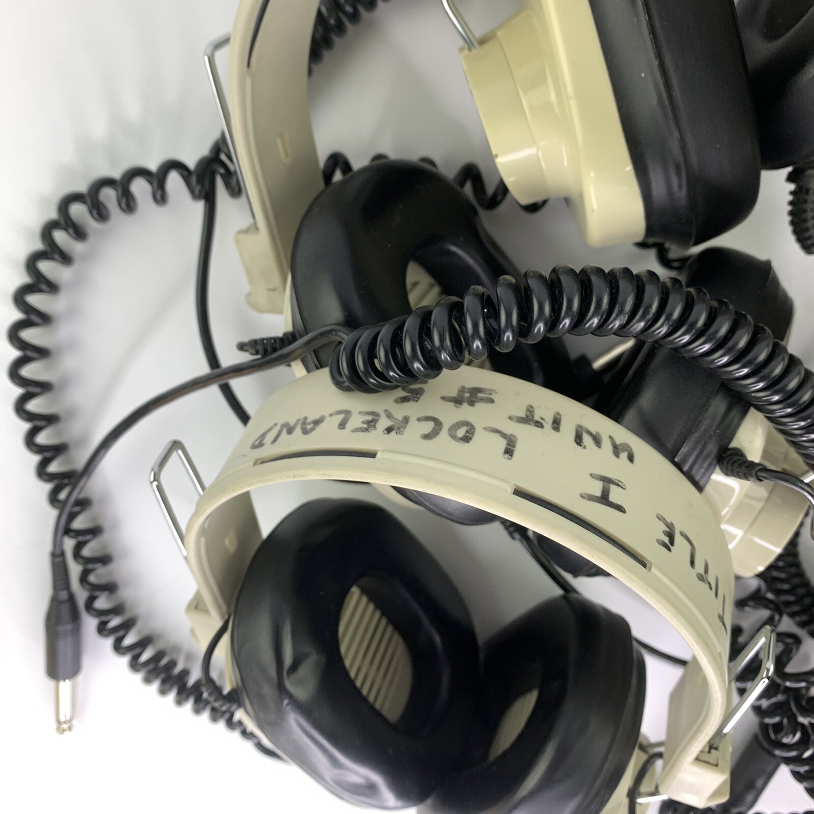 6 x Califone 2924AV-P Beige Mono Headphones 6’ coiled cord and 1/4″ Plug