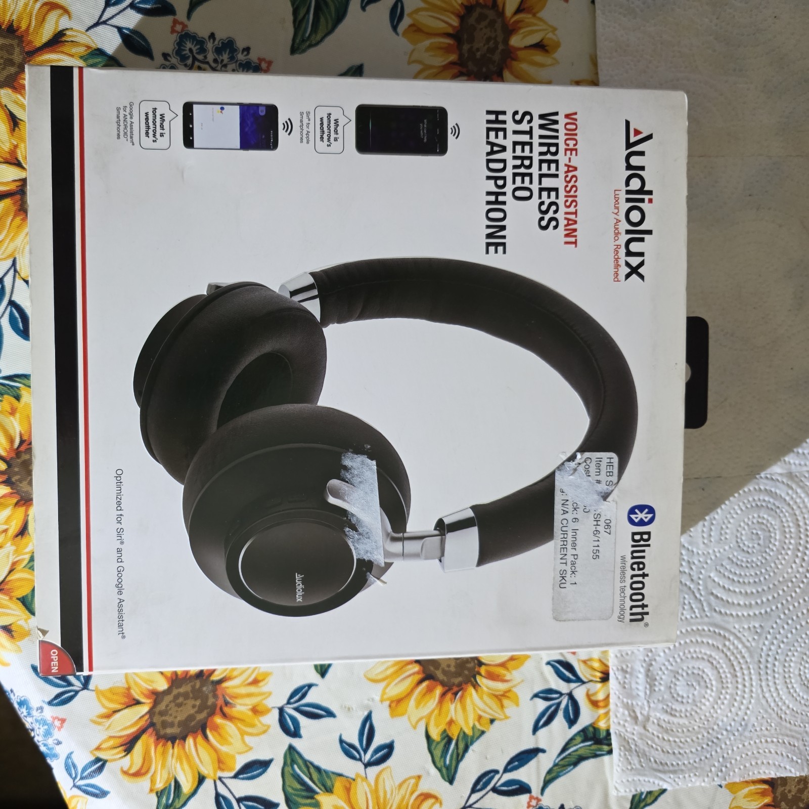 AUDIOLUX Voice Assistant Wireless Bluetooth Headphone Optimized/Siri & Google