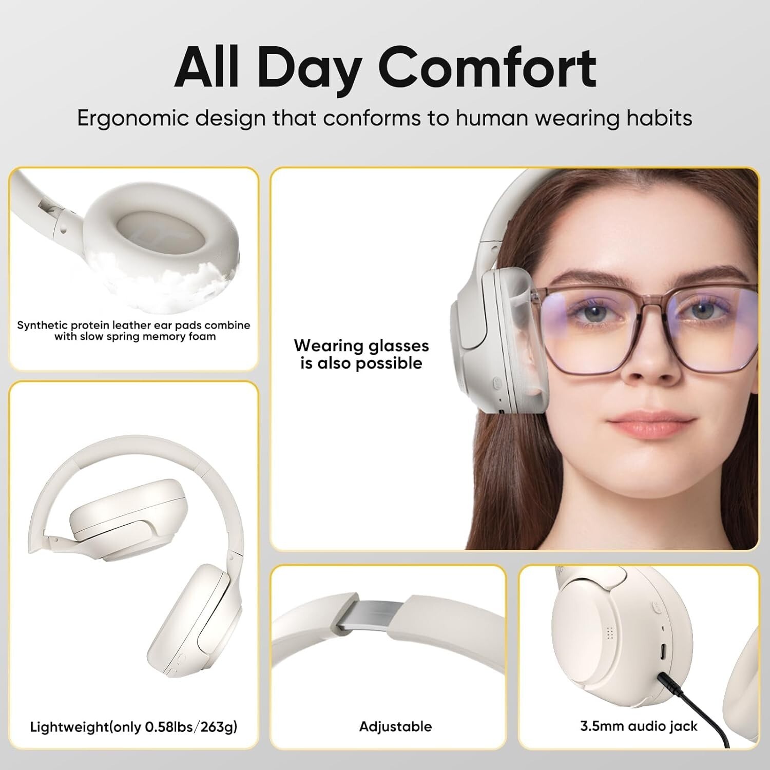 QCY H3 Headphones Wireless Headphones Noise Canceling Bluetooth 5.3 High Resol