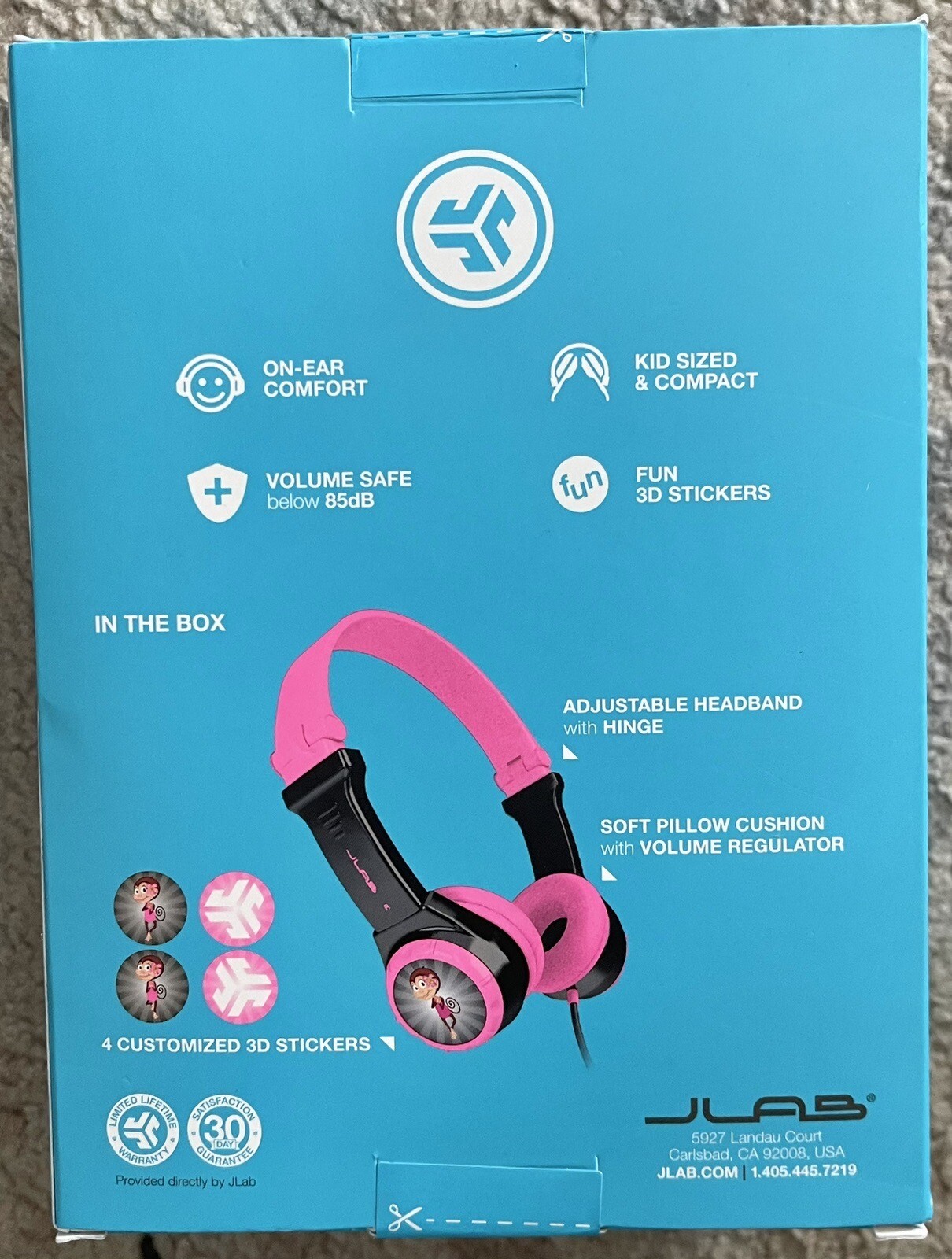 JLAB JBuddies Kids Folding On Ears Padded Volume Limiting Wired Headphones Pink