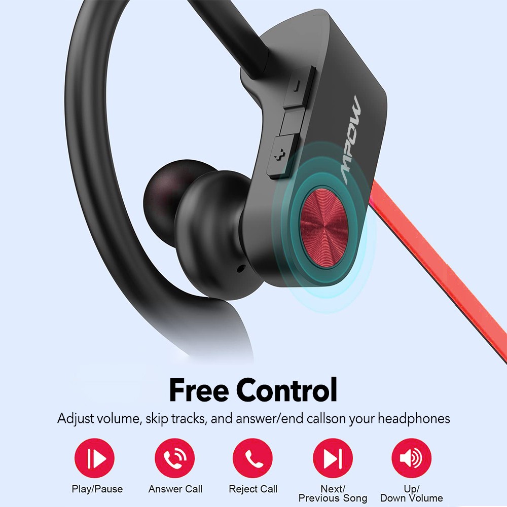 Mpow Wireless Bluetooth 5.3 Headset HiFi Stereo Headphone Sport Ear-Hook Earbuds