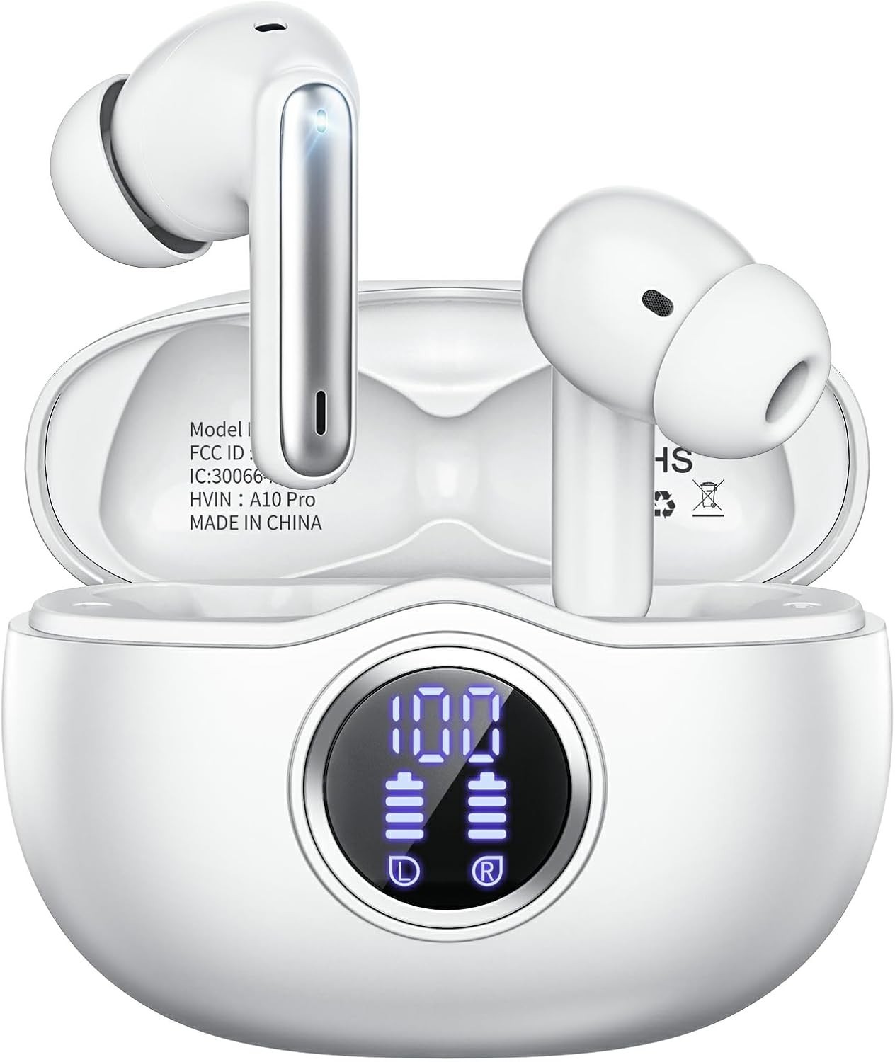 Wireless Earbuds Bluetooth 5.3 Headphones HiFi Stereo 50H LED Digital Display E