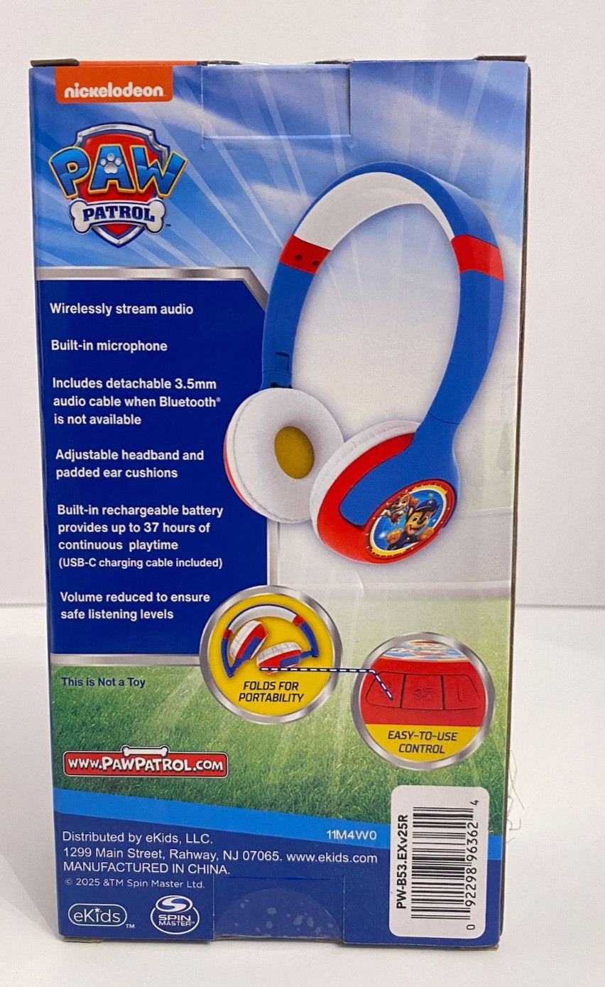 Ekids -Paw Patrol Headphones Bluetooth & Corded Kid Safe Volume