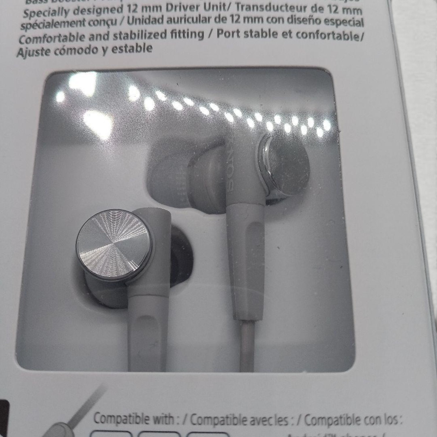 Sony MDR-XB55AP Extra Bass Wired In-Ear Earbuds Double Microphone Grayish White