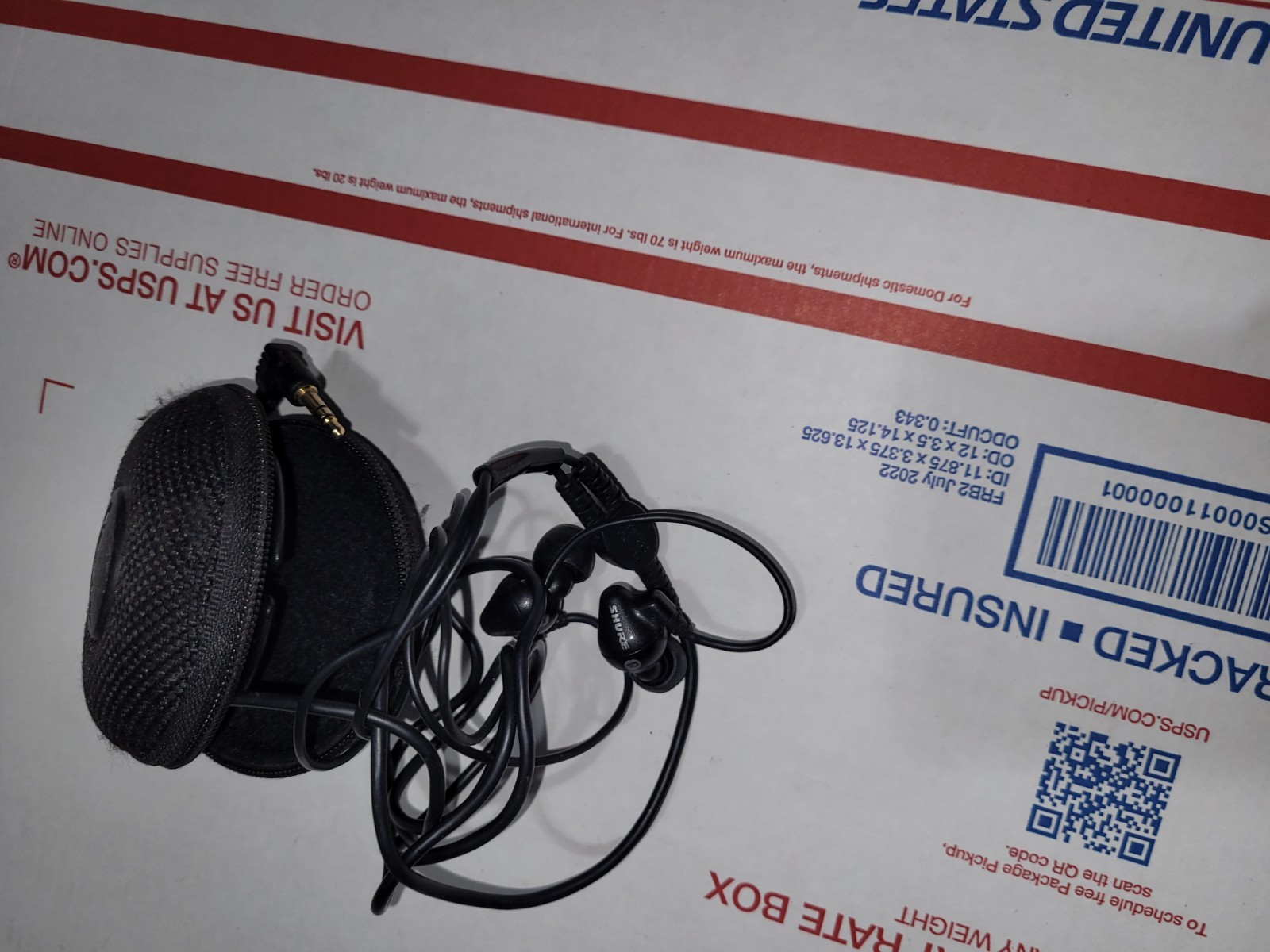 Shure SE112-GR2020s Earphones Black With Case used