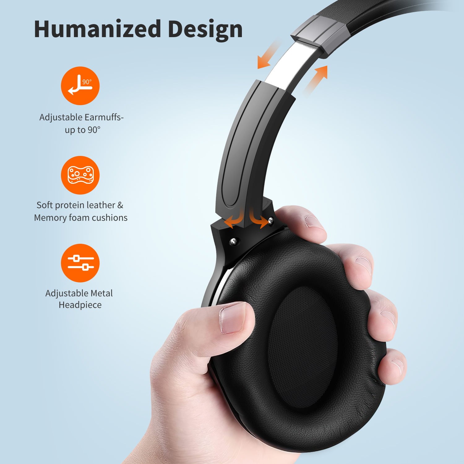 Noise Cancelling Headphones Wireless BT Headphones Over Ear Headphones with Mic