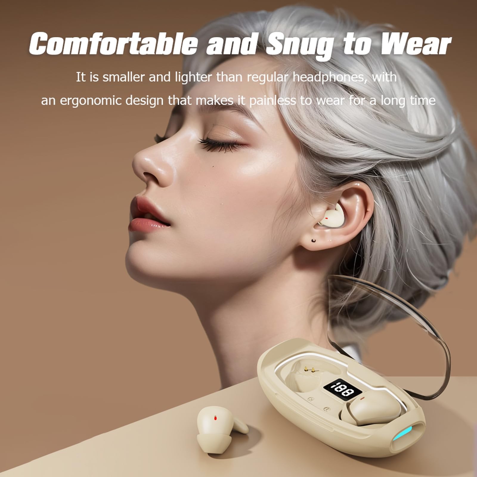 ANC Noise Cancelling Sleep Earbuds Ear Buds Sleeping Earphones Black