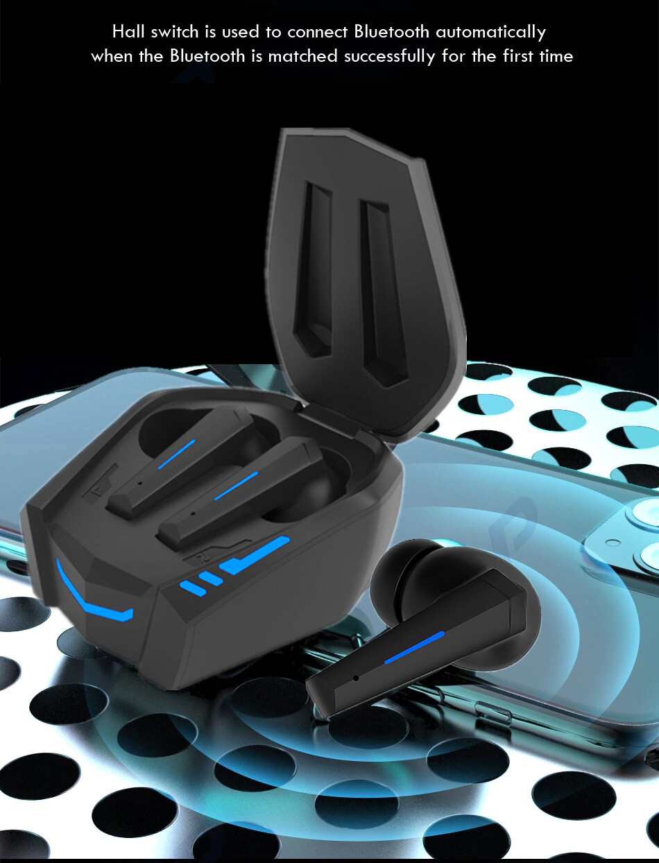 5.1 True Wireless Game Bluetooth Earphone Low Latency TWS Earbuds with Mic Led