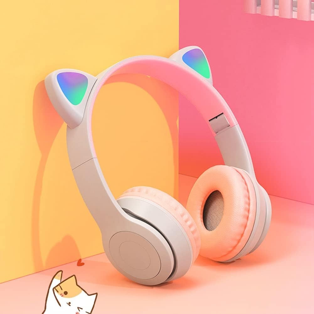 Foldable Cat Ear Bluetooth Headphones with LED Lights – Ideal Gift for Everyone