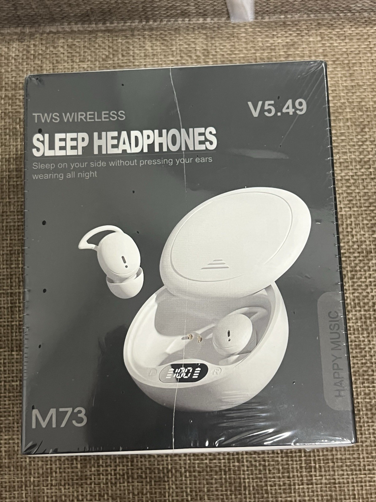 M73 Bluetooth Wireless Sleep Headphones Earbud HD Voice LED Display White