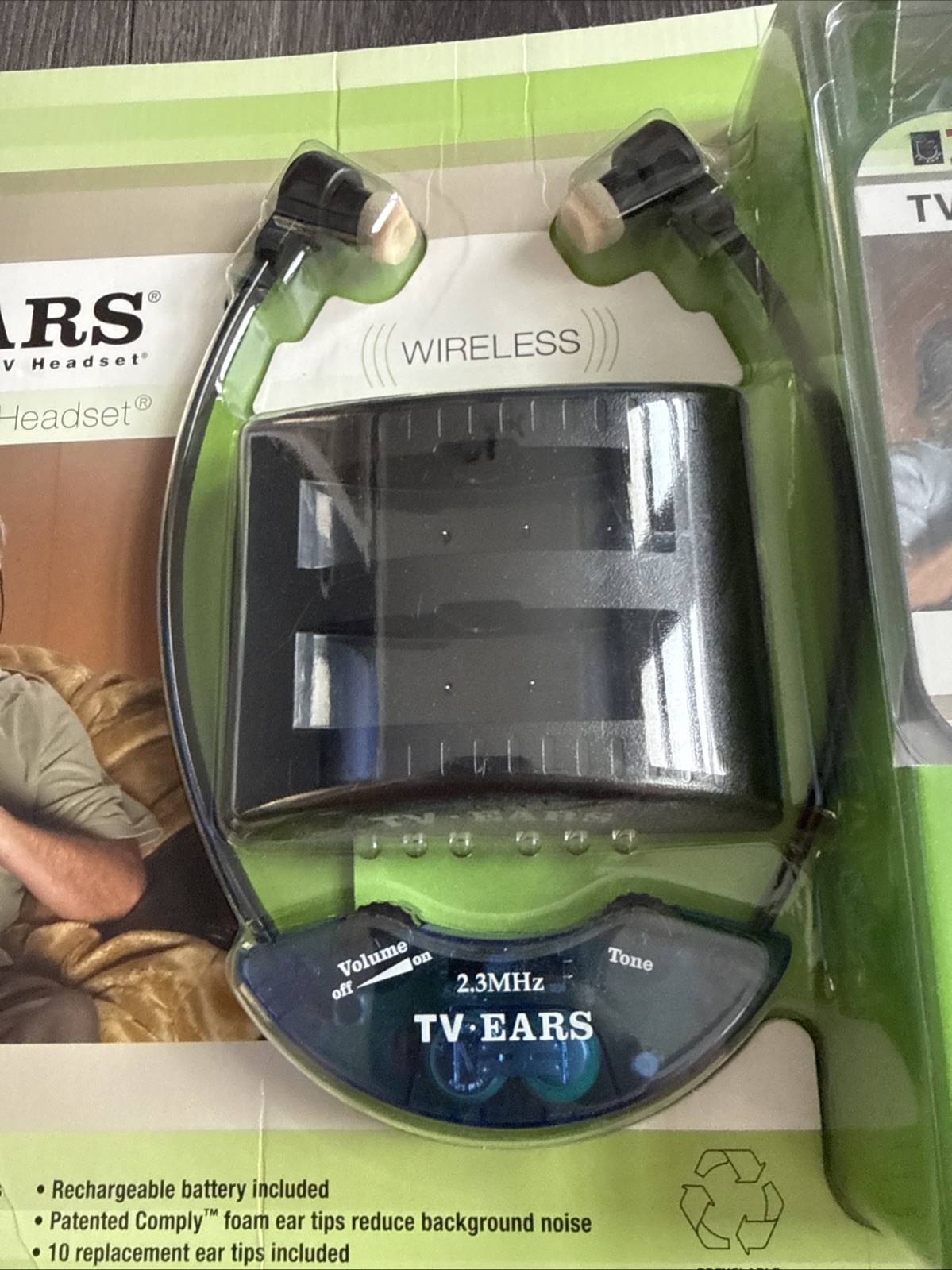 TV Ears Noise Reduction wireless TV Headset ,sealed w 10 replacement ear tip