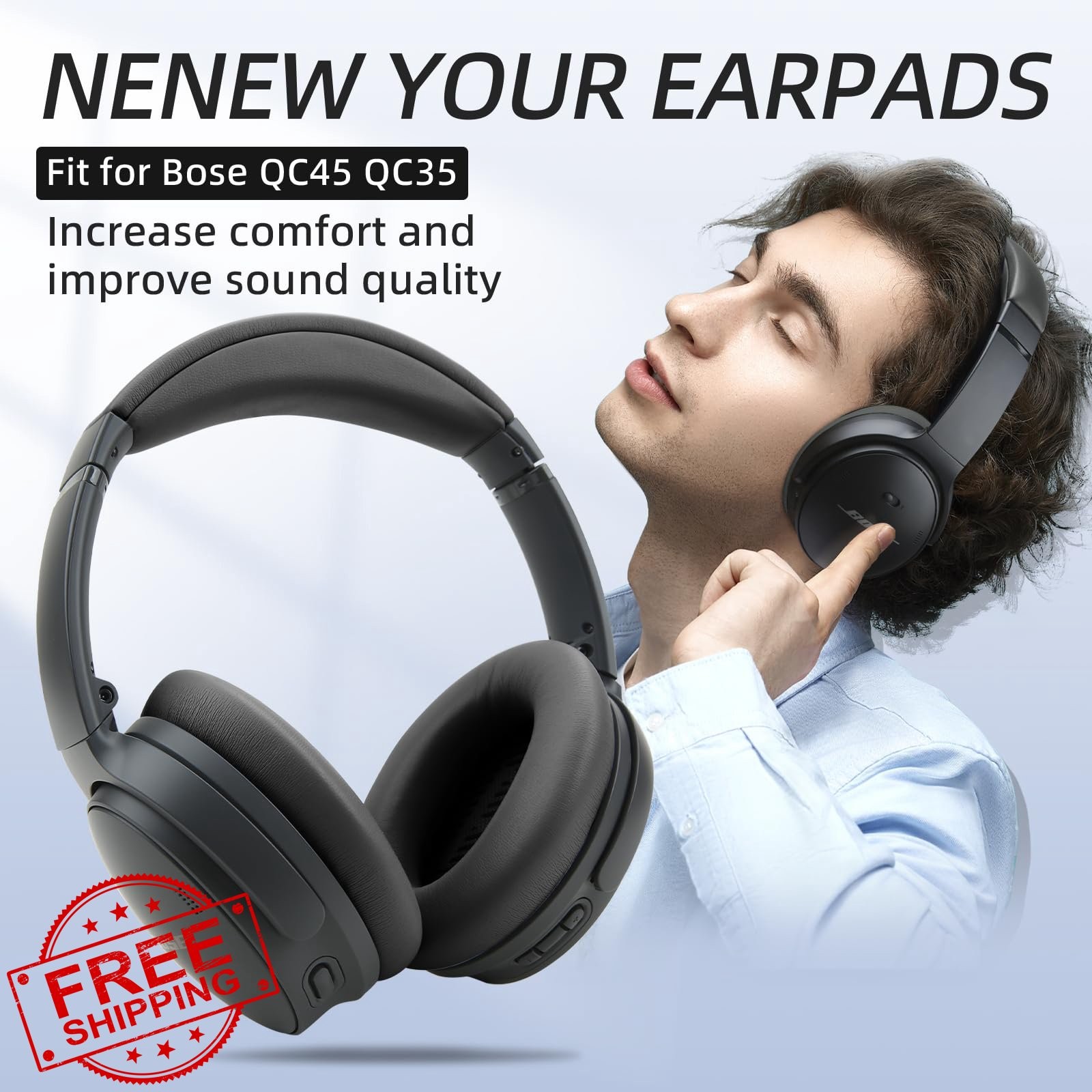 Bose QC35 QC45 Ear Pad Headband Kit Dark Gray Memory Foam Noise Isolation