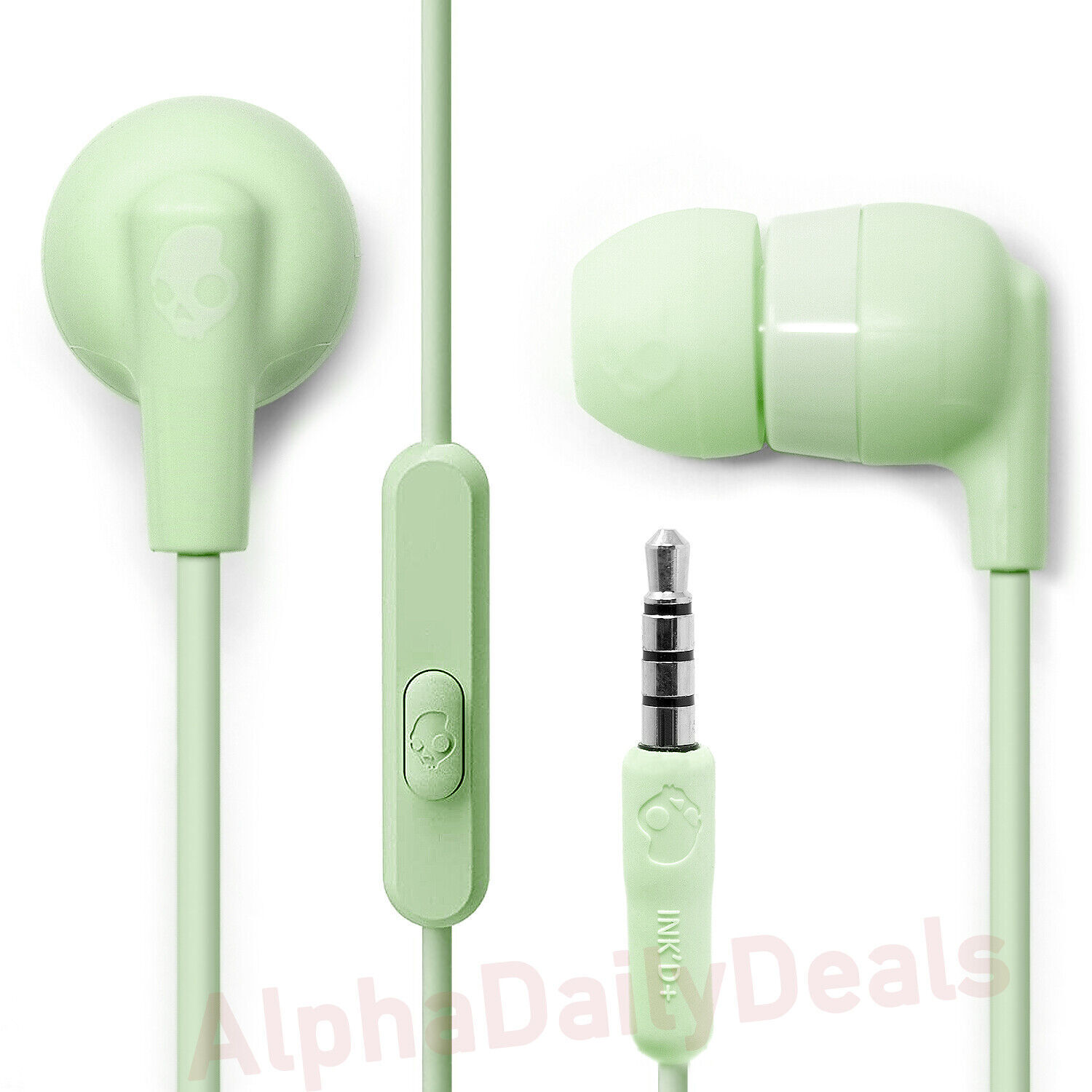 NEW Skullcandy Ink’d+ Wired Android Earbuds with Mic 3.5mm Green Sage Pastel