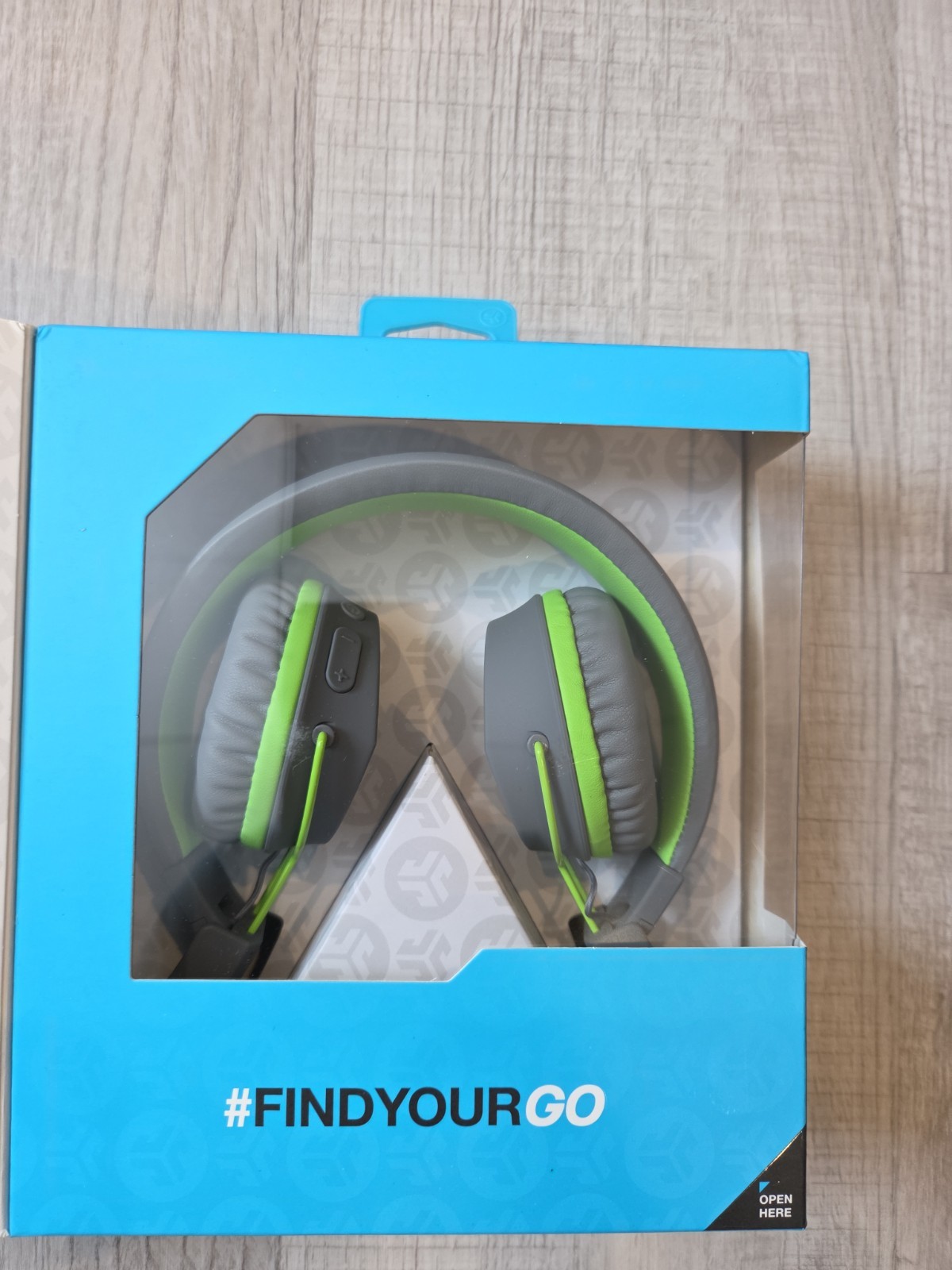 JLab Audio Neon Bluetooth Folding Headphones w/ Universal Mic – Gray/Green