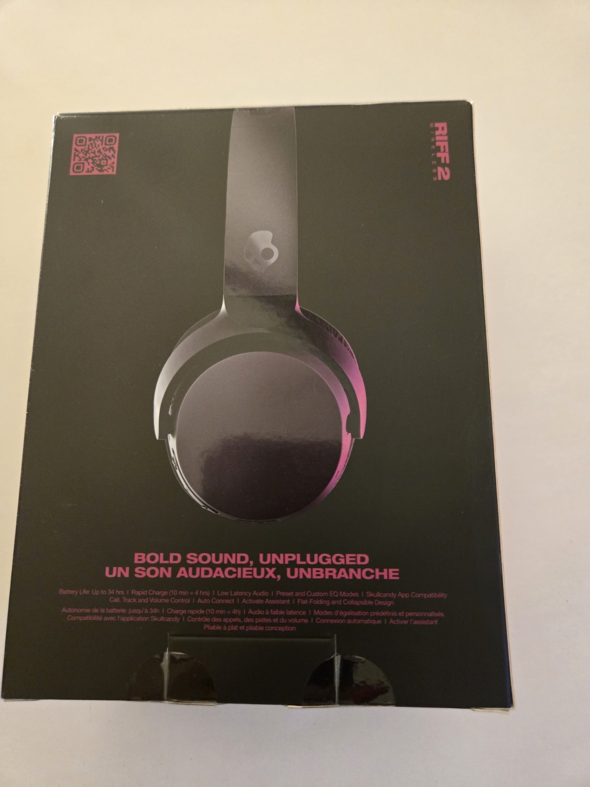 Skullcandy Riff 2 Wireless Bluetooth On-Ear Headphones, Black, Built-In Mic