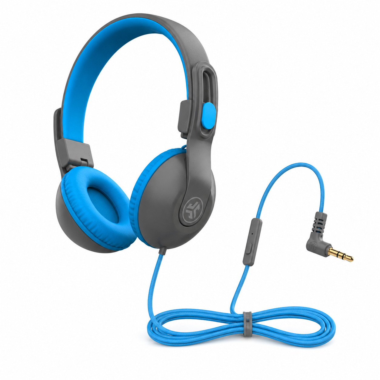 Kids Wired On-Ear Headphones 85dB Volume Limited Mic 3.5mm Black Blue