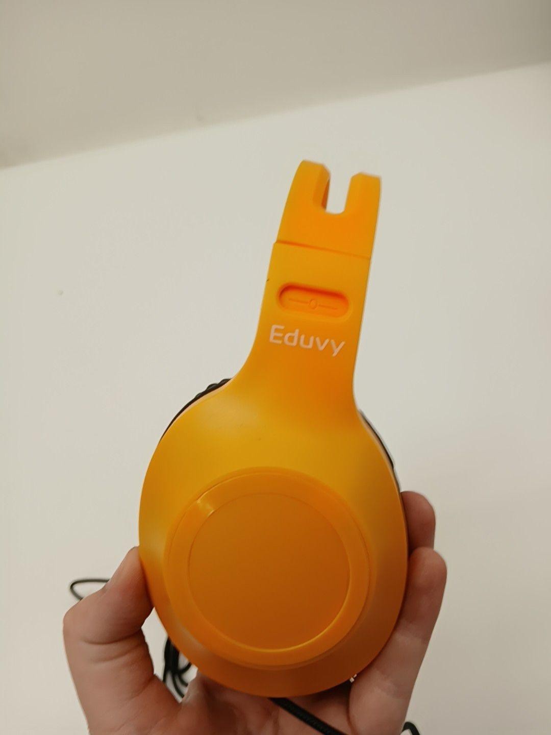 Eduvy Wired Headphones Headset Orange Gold 3.5mm Jack Stereo Boom Mic On Ear