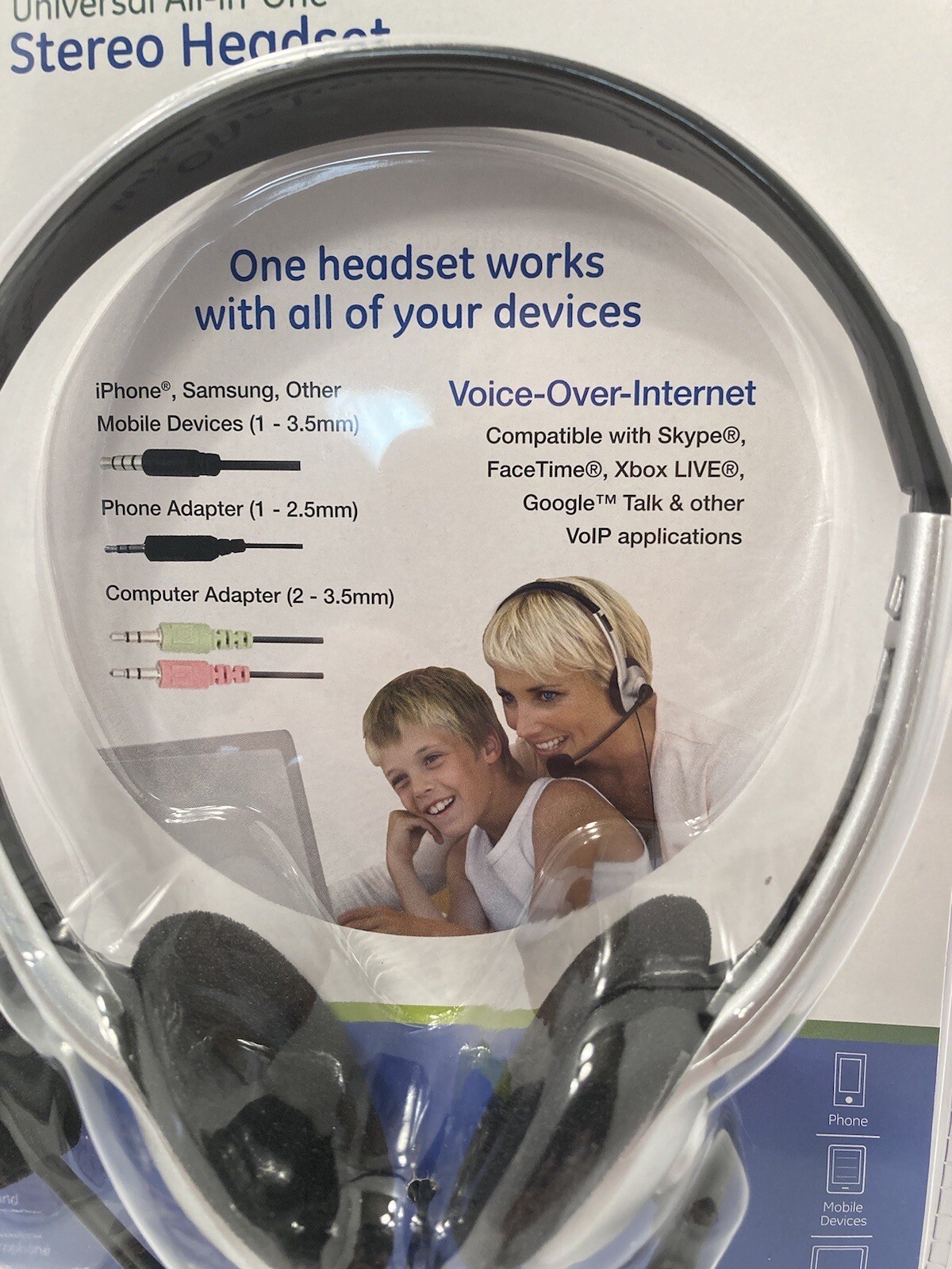 ge universal all-in-one stereo headset new/sealed