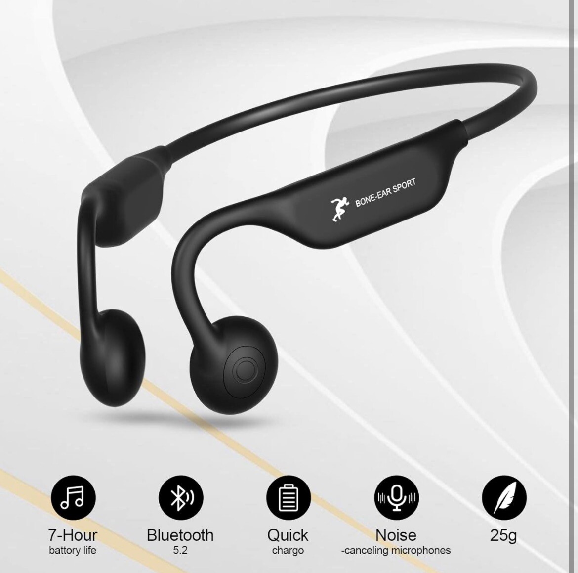 Bone Conduction Headphones Open Ear Bluetooth 5.2 IP67 Sweat Resistant