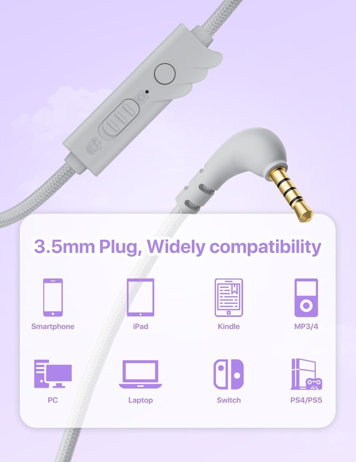 Kids Headphones, with Microphone, 80/90Db Volume Limiter, Audio Sharing Port, 3.