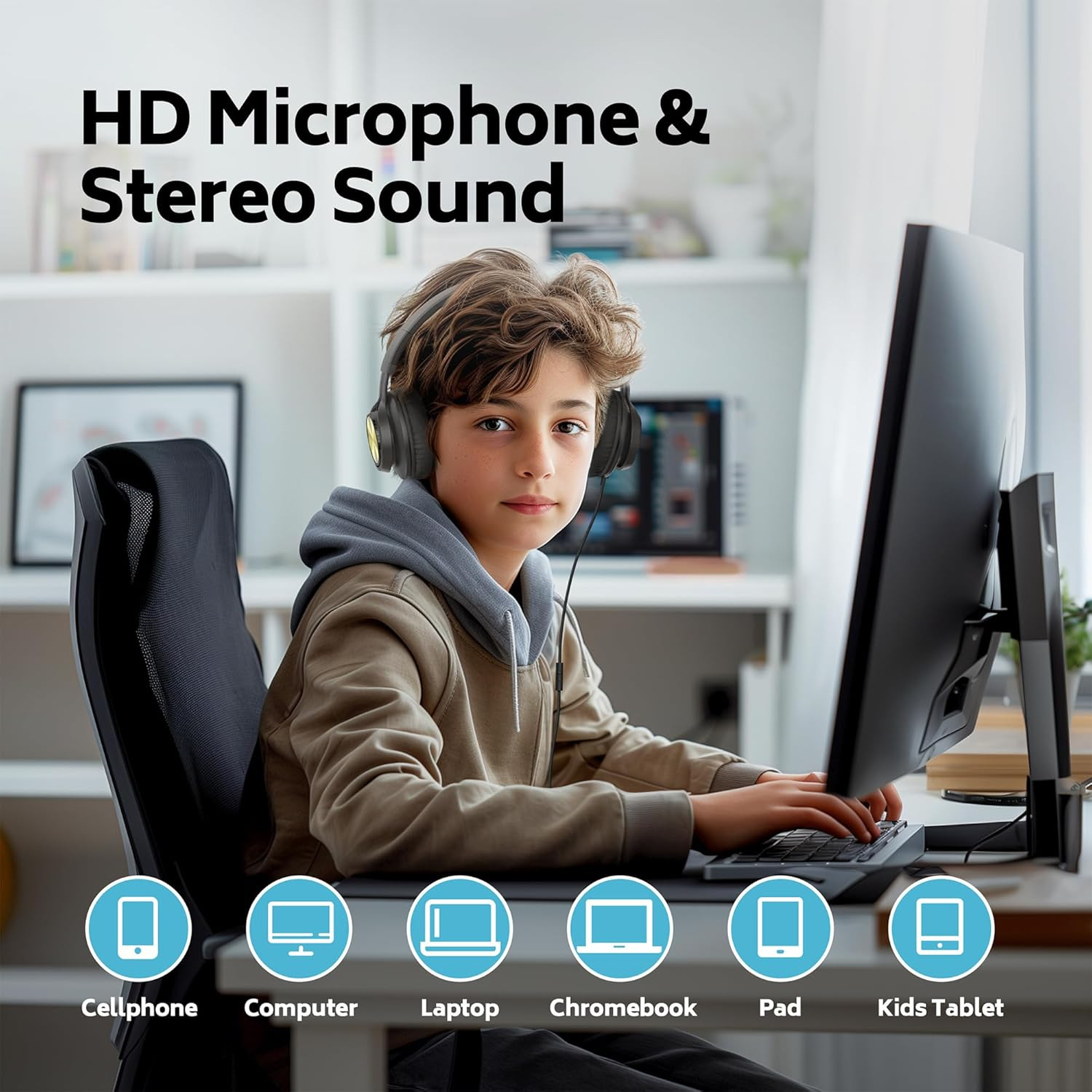 Classroom Headphones Bulk 10 Pack – Wired Headphones for Kids for School, K-12 S