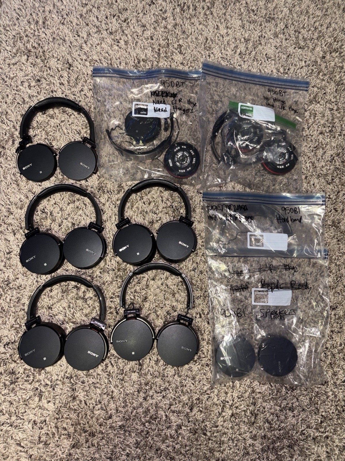 Sony Headphones Lot, XB950B1/T Over-Ear, For Parts & Repair Only