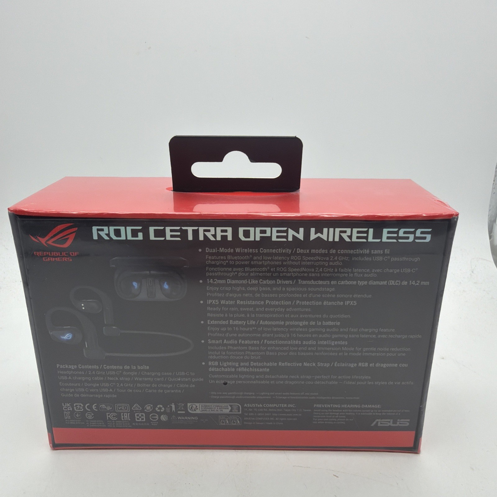 New Asus ROG Cetra Open Wireless Ear-Hook Bluetooth Earbuds with Case Black