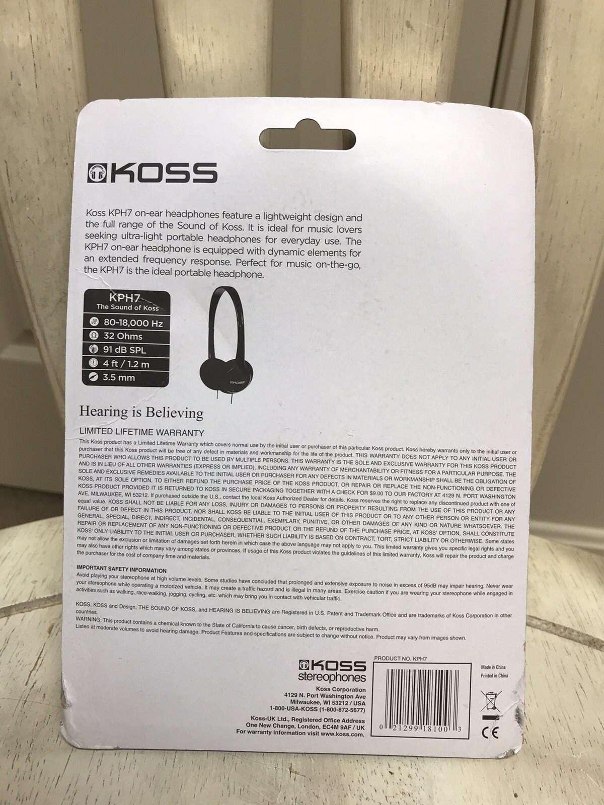 KOSS KPH7 ON EAR ADJUSTABLE HEADBAND HEADPHONES – 32 OHMS, 91 DB SPL, 3.5MM