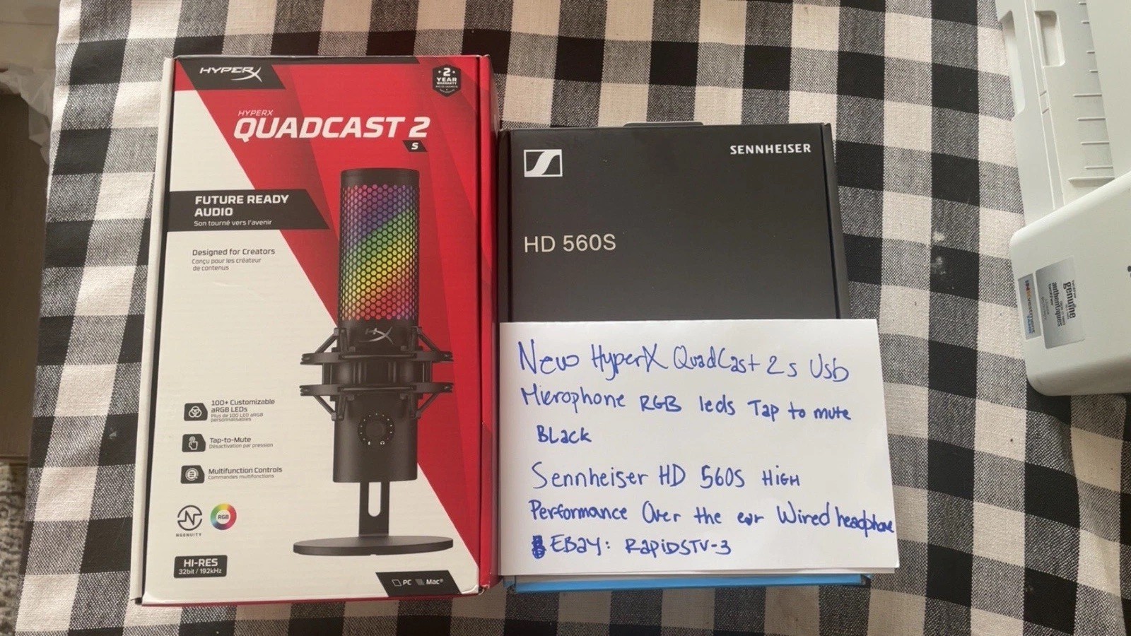 New Hyper X QuadCast 2s & New Sennheiser HD 560s Wired Headphone Brand New