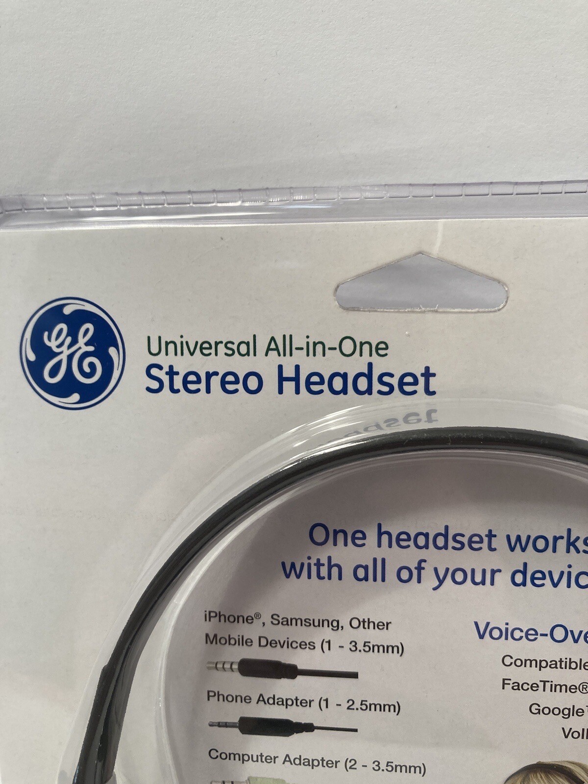ge universal all-in-one stereo headset new/sealed