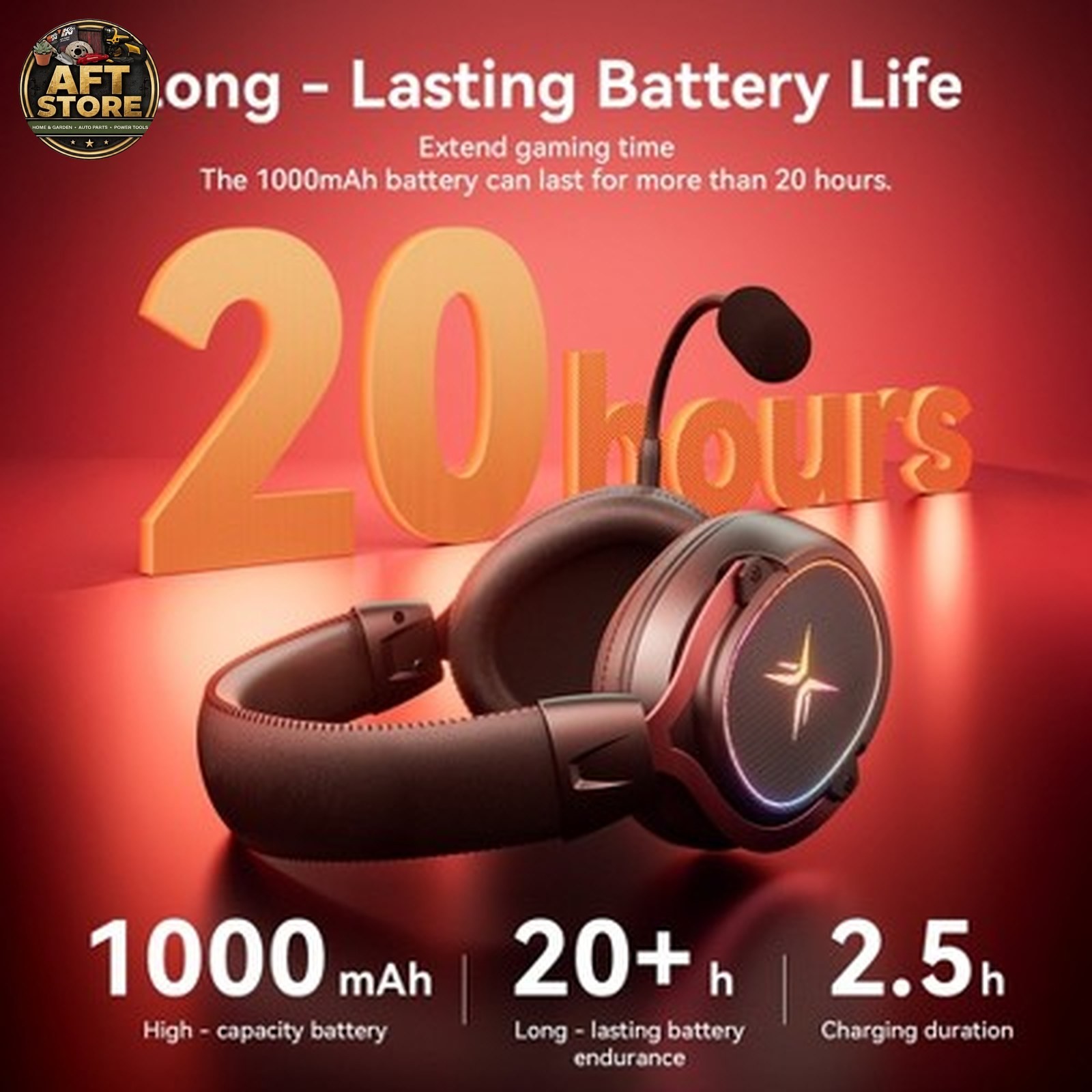TAGRY K3 Wireless Gaming Headset – 7.1 Surround Sound, 70H Playtime
