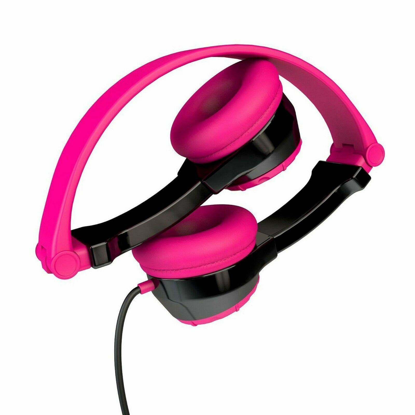NEW JLab JBuddies PINK/BLACK Folding On Ear Wired KIDS Headphones portable safe
