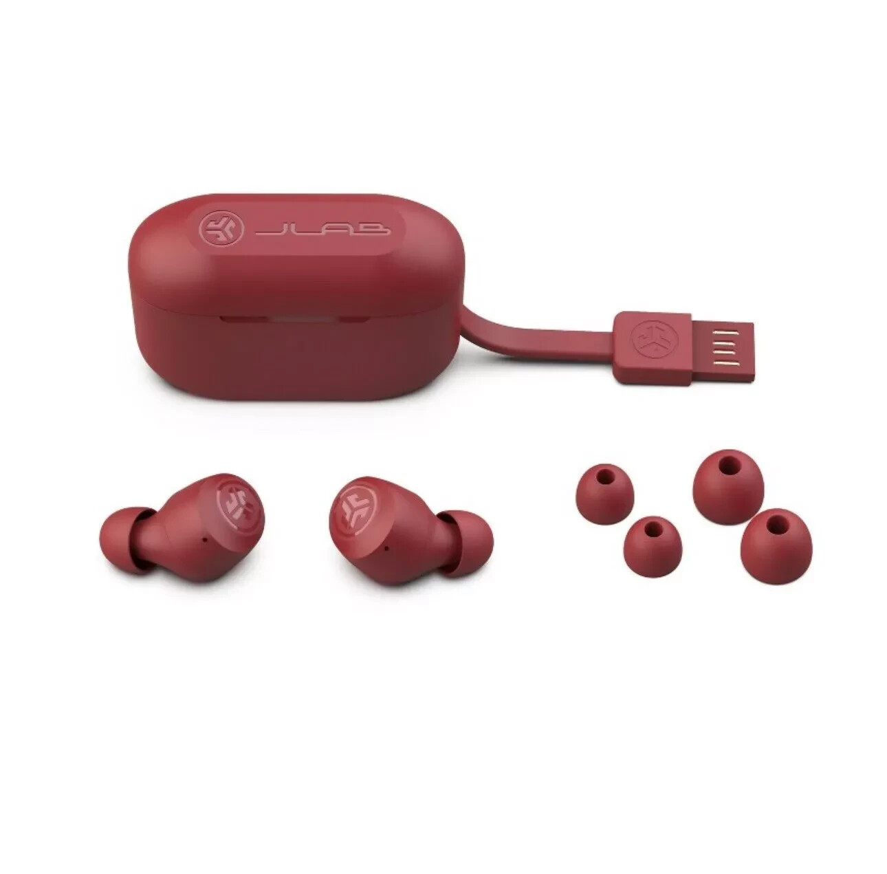 JLab Go Air Pop True Wireless Bluetooth Earbuds Touch Sensors Dual Connect – Red