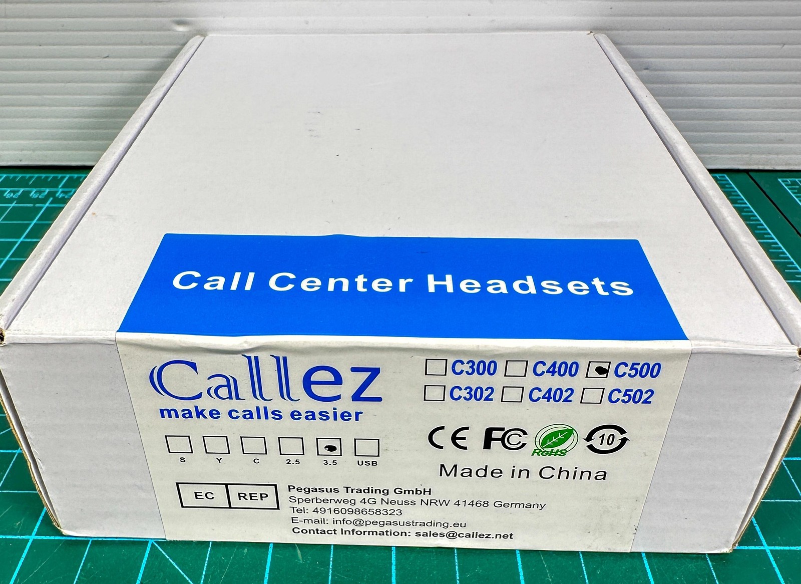 Callez Call Center Headset Black On-Ear Wired 3.5mm USB-C Inline Boom Mic
