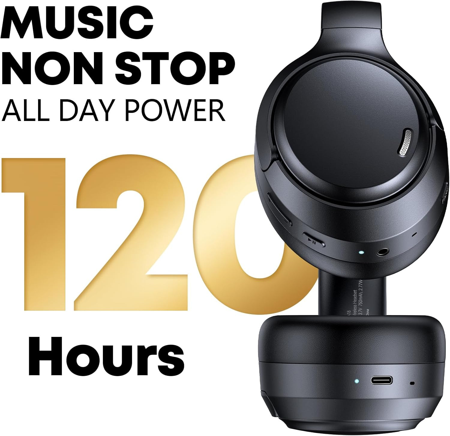 Hybrid Active Noise Cancelling Bluetooth 6.0 Headphones 120H Long Playtime, 6 EN