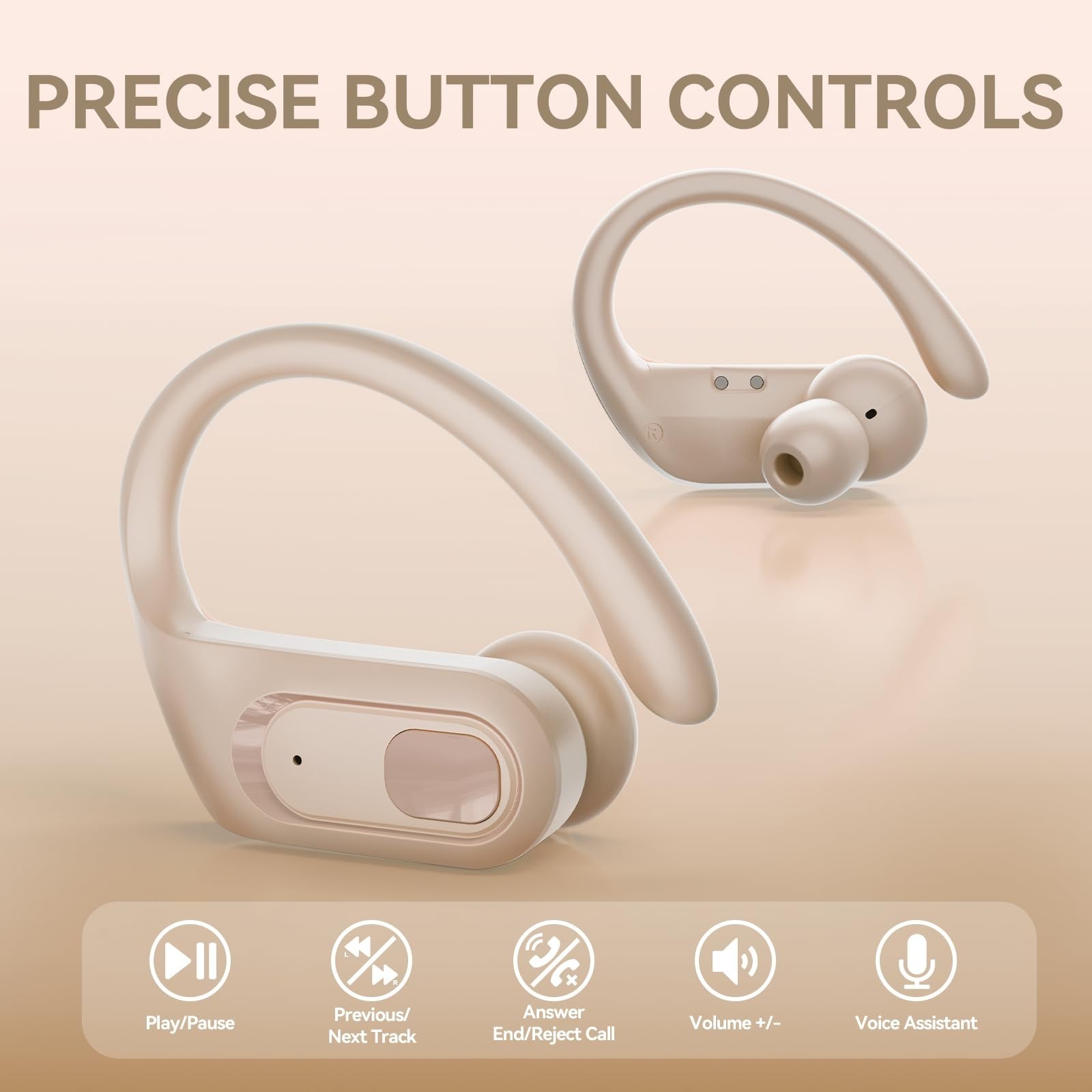 Active Noise Cancelling Wireless Earbuds, Bluetooth Headphones, 96Hrs Playback,