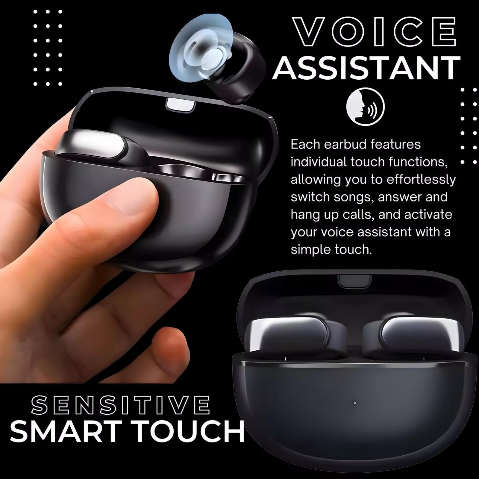 Ultra Open Earbuds True Wireless Bluetooth Open Earphones BLACK USA