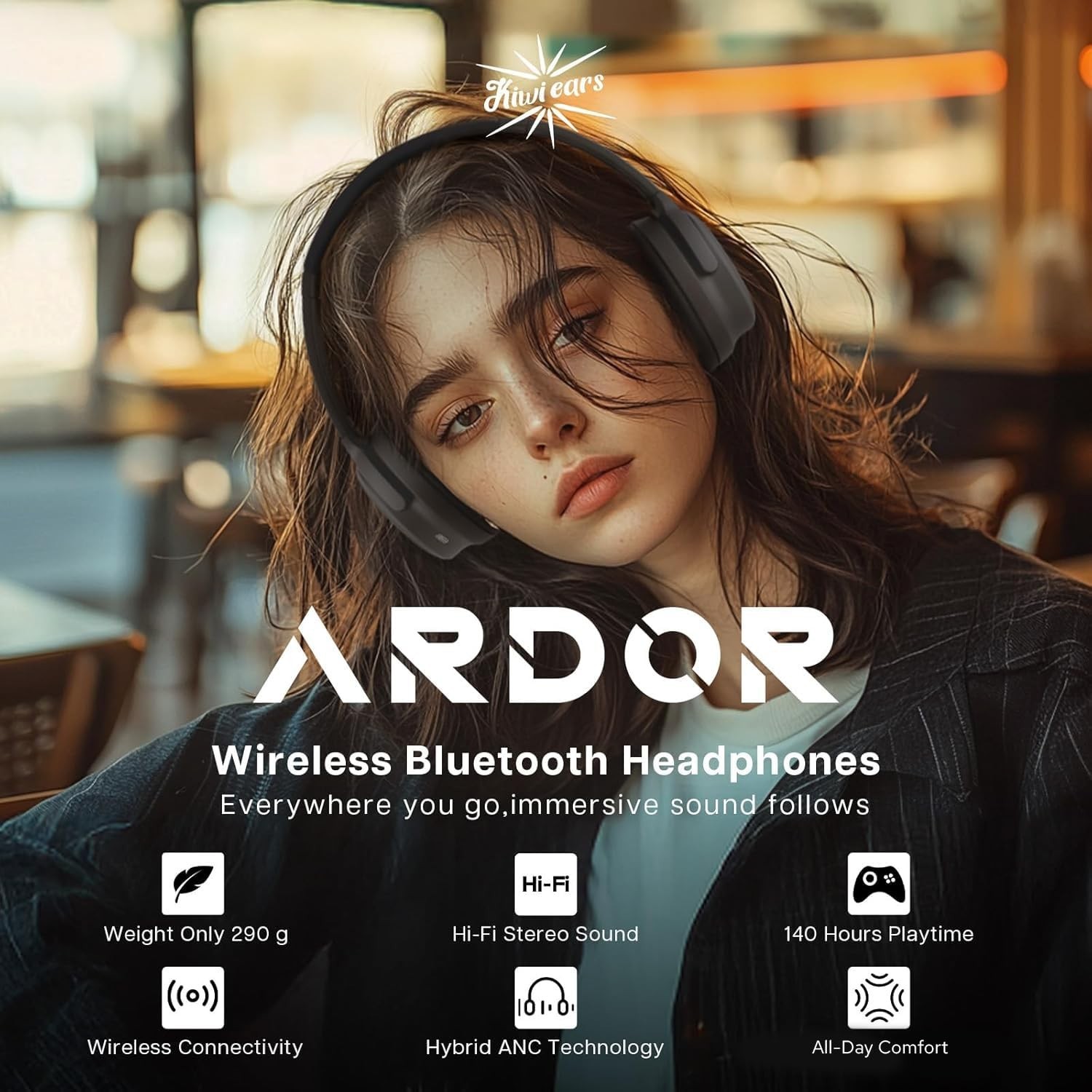 Linsoul Kiwi Ears Ardor Bluetooth 5.4 HiFi Closed Back Over-Ear Headphone