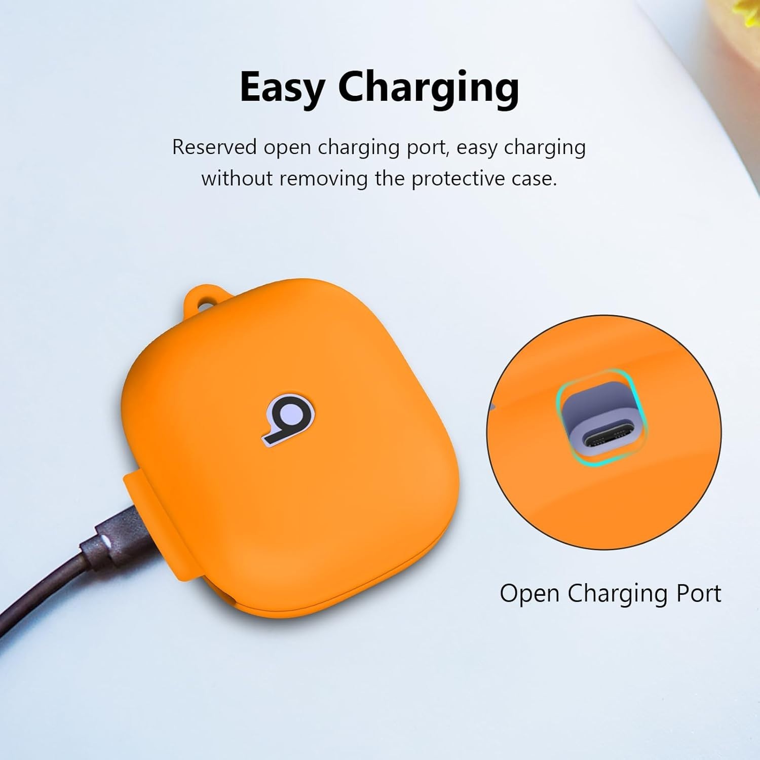 Lightweight Protective Case with Keychain for Beats Powerbeats Pro 2 in Orange