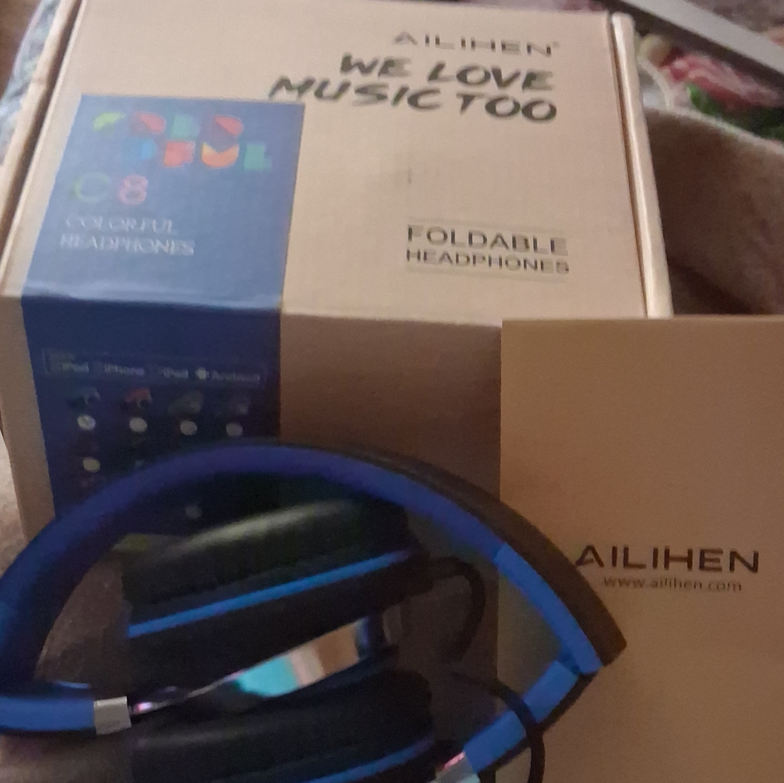 AILIHEN C8 Foldable Over-Ear Headphones w/ On-Cable Mic 3.5mm Black/Blue