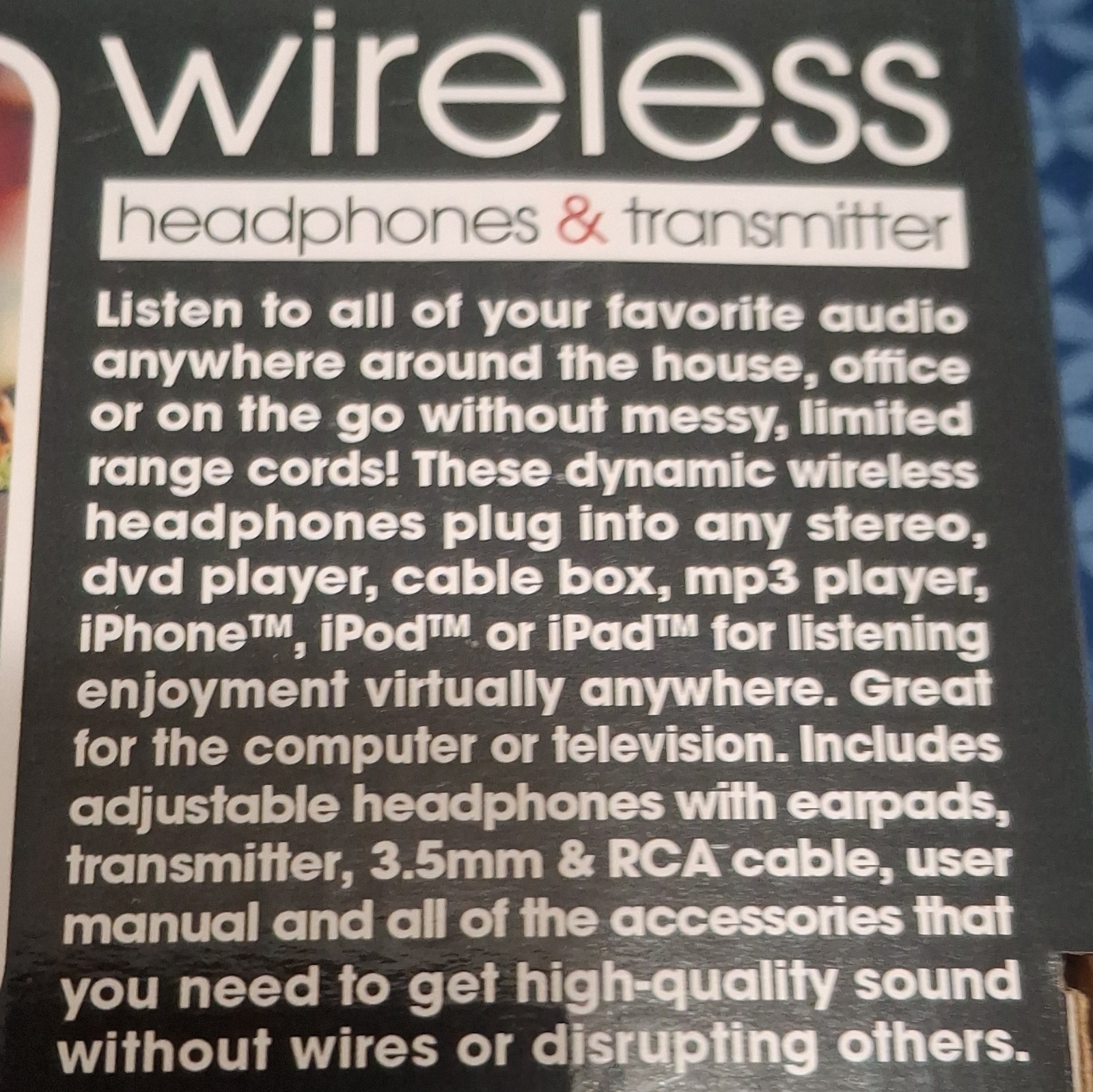 Sentry HW701 RF Wireless TV Headphones w/ FM Transmitter 100ft RCA 3.5mm